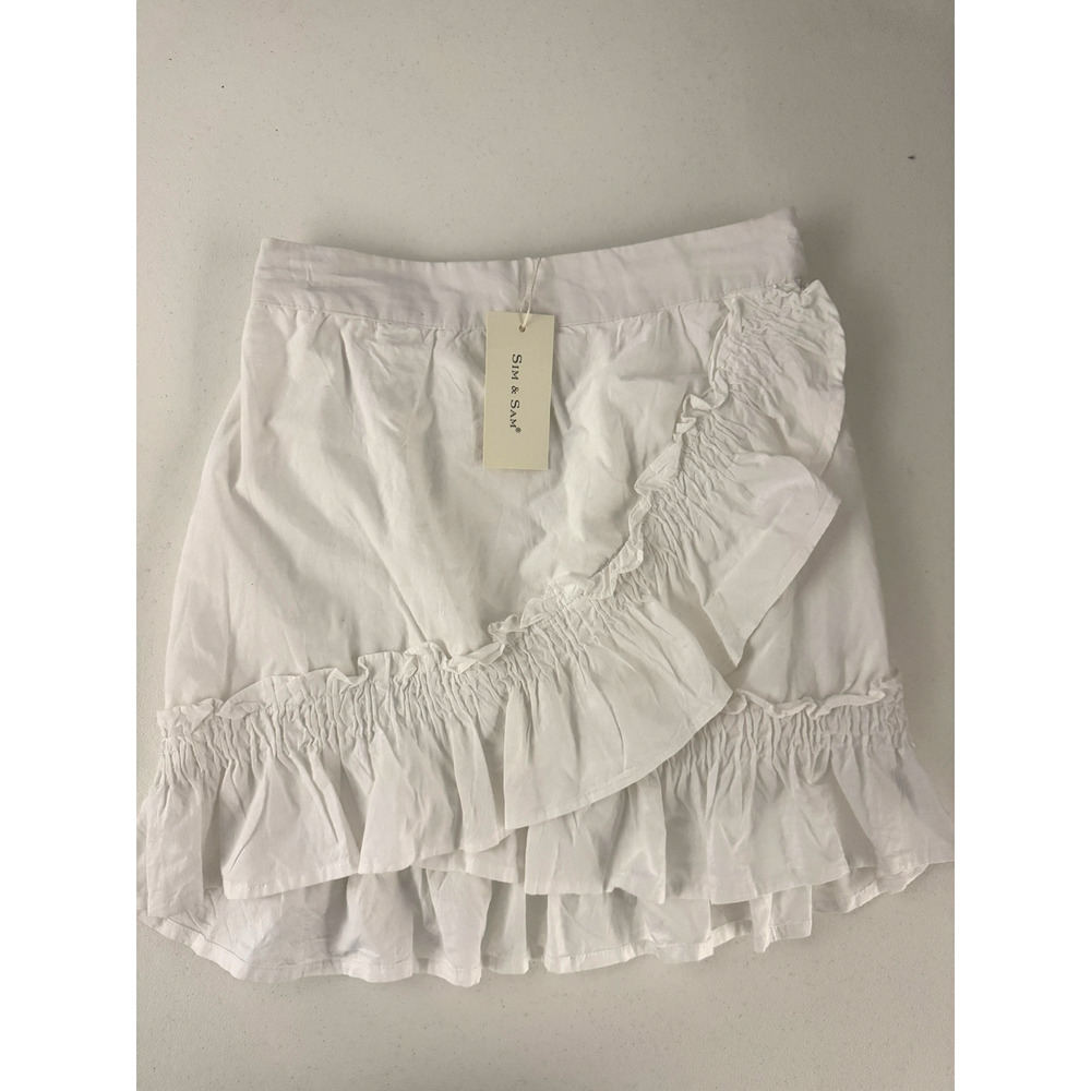 3 for $9 NWT Sim & Sam Ruffle White Cotton Blend Mini Skirt